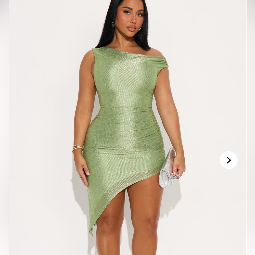Elegant Green Asymmetrical Dress